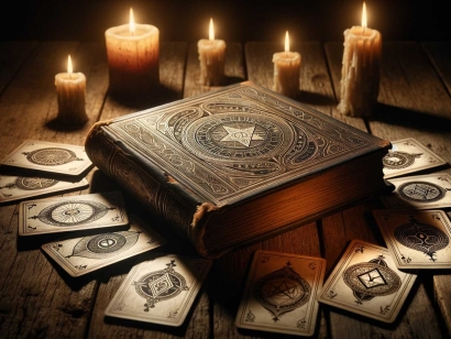 Destiny book, ancient book, destiny cards, playing cards, wisdom, predictions